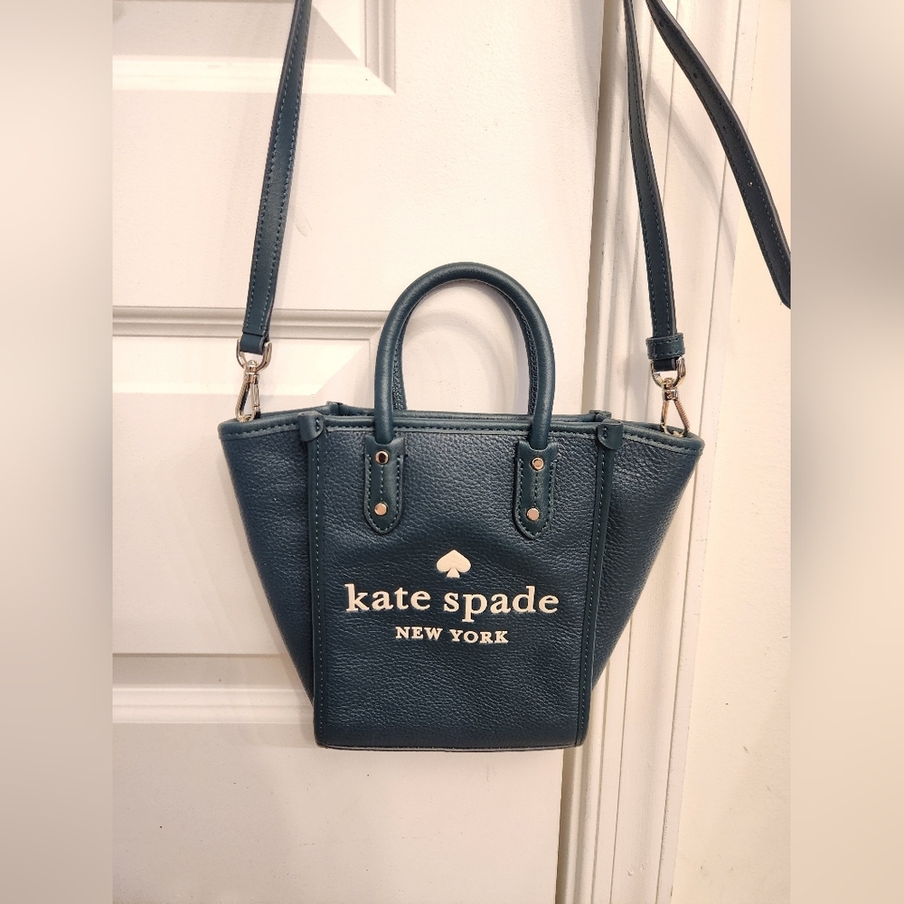 Kate Spade New York Ella Mini Tote Crossbody Pebbled Leather Green #NN - Picture 1 of 6